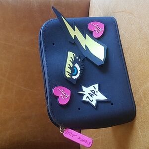 Rare! Betsey Johnson comic retro rubber cosmetic clutch bag